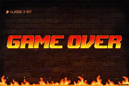 Video game classic 8-bit text effect