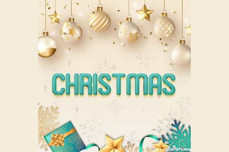 Gold and turquoise Christmas 3D text style effect