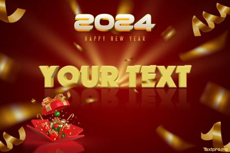 Happy New Year 2024 Greeting 3D Card