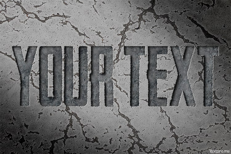 Create embossed text effect on cracked surface