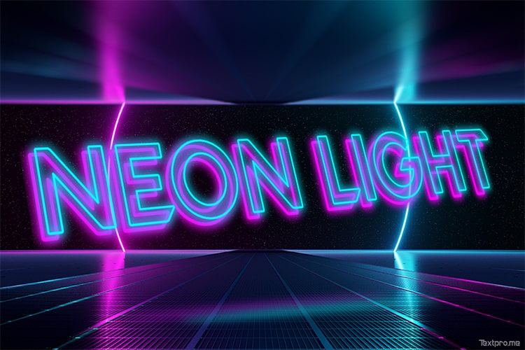 Create 3D neon light text effect online