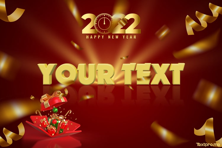 Happy New Year 2022 Greeting 3D Card